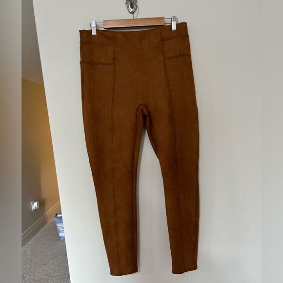 Spanx Faux Suede Leggings in Caramel - Picture 3 of 11